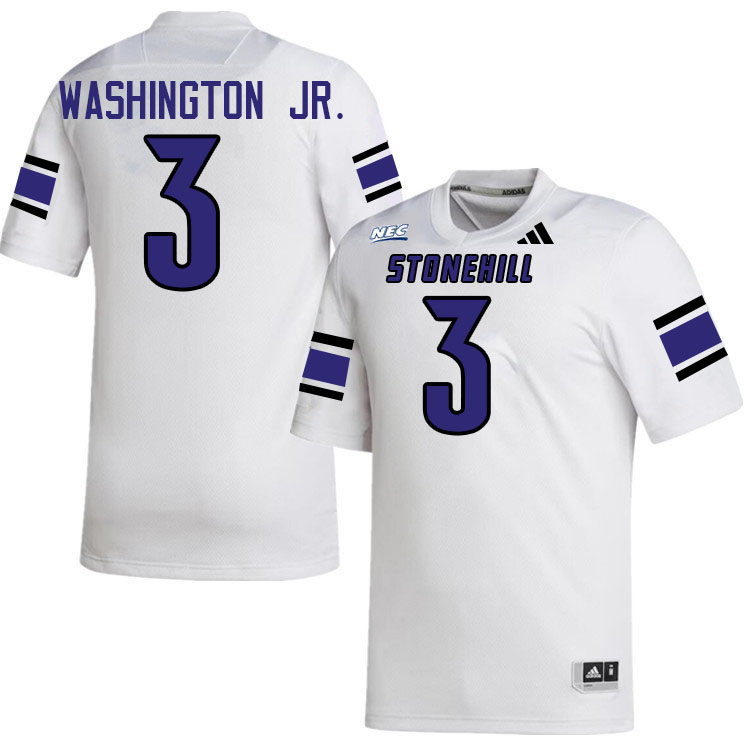 Stonehill Skyhawks #3 Torance Washington Jr. College Football Jerseys,Uniforms Stitched-White